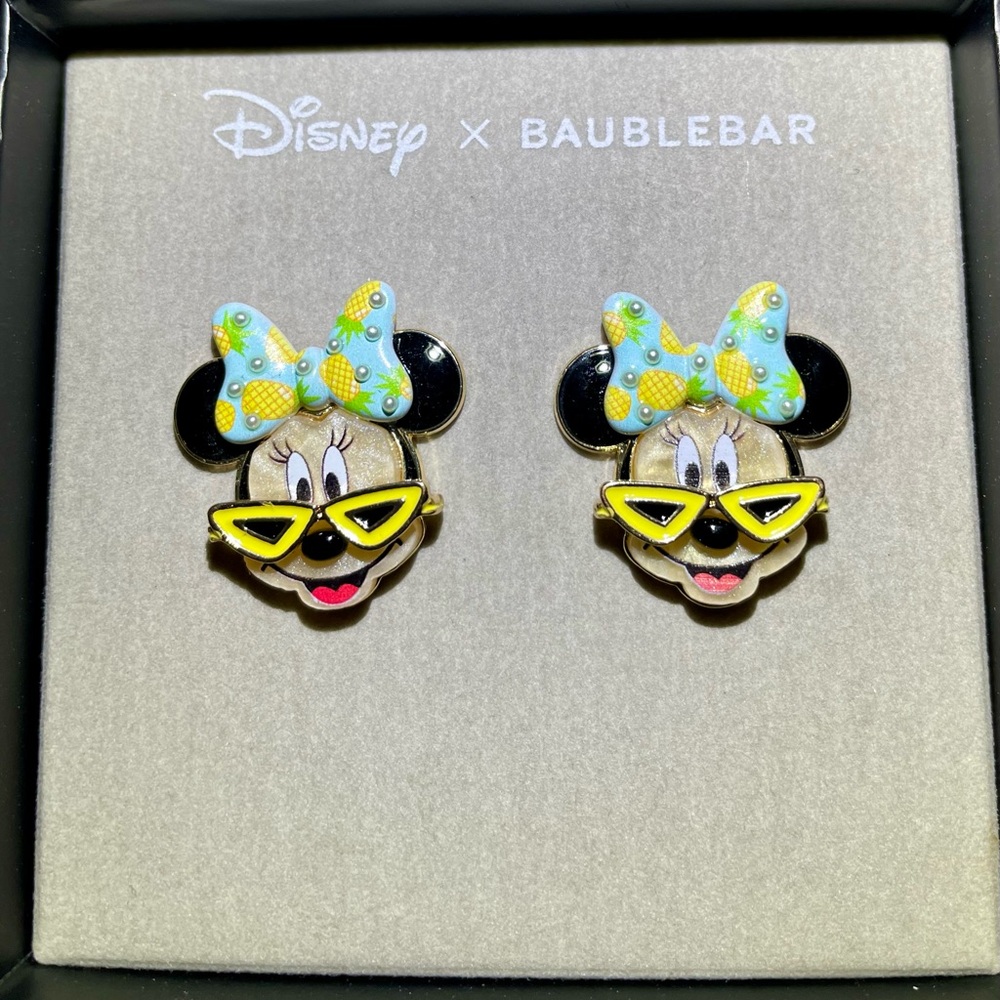 Disney X Baublebar Minnie Mouse Pineapple Bow Sunglasses Summertime Earrings